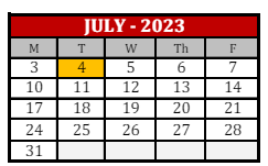 District School Academic Calendar for Lewis And Clark Elementary School for July 2023