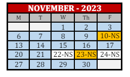 District School Academic Calendar for Lewis And Clark Elementary School for November 2023