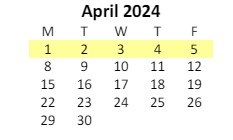 District School Academic Calendar for Linlee Elementary School for April 2024