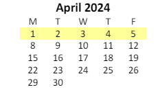 District School Academic Calendar for Booker T Washington Academy Elementary for April 2024