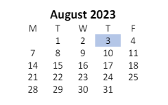 District School Academic Calendar for Frenchburg Academy Alternative School for August 2023