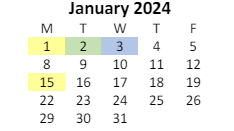 District School Academic Calendar for Tates Creek Elementary School for January 2024