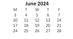 District School Academic Calendar for Fayette Elementary School for June 2024