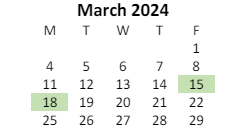 District School Academic Calendar for Bluegrass Assessment Center for March 2024
