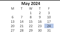 District School Academic Calendar for Lexington Day Treatment Center for May 2024