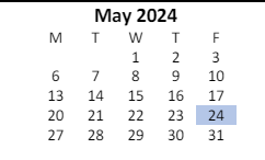 District School Academic Calendar for Whitewater Middle School for May 2024