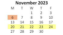 District School Academic Calendar for Fayette Middle School for November 2023