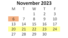 District School Academic Calendar for Fayette Elementary School for November 2023
