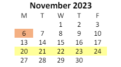 District School Academic Calendar for Clays Mill Elementary School for November 2023