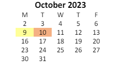 District School Academic Calendar for Fayette Elementary School for October 2023