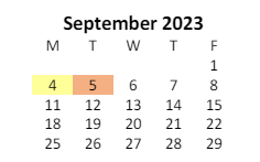 District School Academic Calendar for Yates Elementary School for September 2023