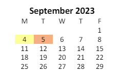 District School Academic Calendar for Booker T Washington Academy Elementary for September 2023