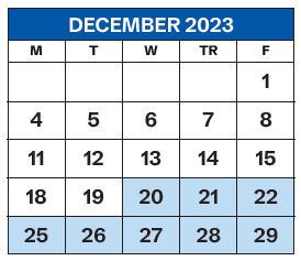 District School Academic Calendar for Paul Laurence Dunbar High School for December 2023
