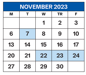 District School Academic Calendar for Paul Laurence Dunbar High School for November 2023