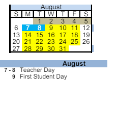 District School Academic Calendar for Grandview Elementary School for August 2023