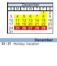 District School Academic Calendar for Grandview Elementary School for December 2023