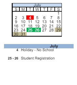 District School Academic Calendar for Grandview Elementary School for July 2023