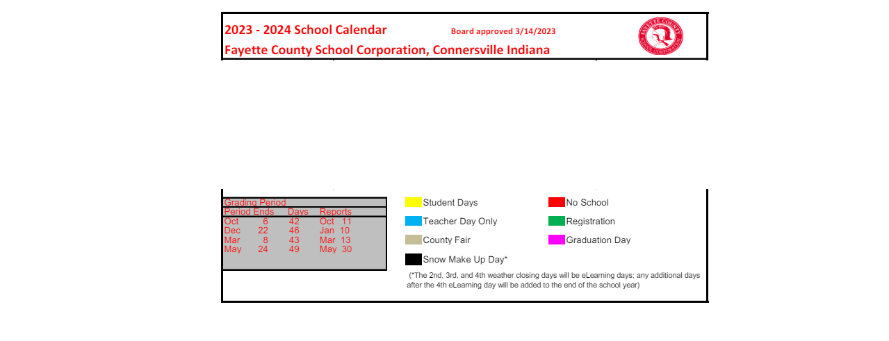 District School Academic Calendar Key for Grandview Elementary School