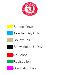 District School Academic Calendar Legend for Grandview Elementary School