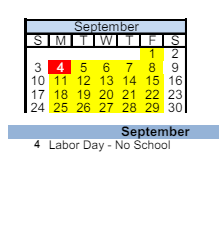 District School Academic Calendar for Grandview Elementary School for September 2023