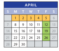District School Academic Calendar for Employment Transition Program for April 2024