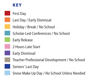 District School Academic Calendar Legend for Employment Transition Program