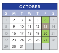 District School Academic Calendar for Employment Transition Program for October 2023