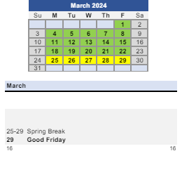 District School Academic Calendar for Bunche School for March 2024