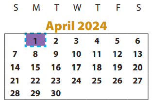 District School Academic Calendar for Sugar Mill Elementary for April 2024