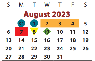 District School Academic Calendar for Pecan Grove Elementary for August 2023