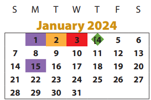 District School Academic Calendar for Hunters Glen Elementary for January 2024