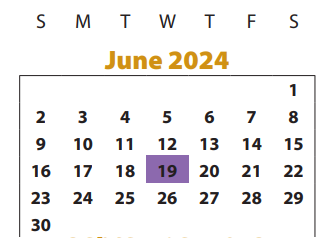 District School Academic Calendar for Mission West Elementary for June 2024