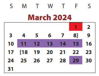 District School Academic Calendar for Oakland Elementary for March 2024
