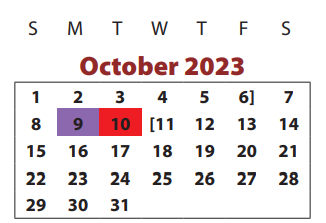District School Academic Calendar for Lakeview Elementary for October 2023