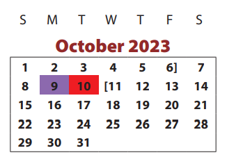 District School Academic Calendar for Commonwealth Elementary School for October 2023