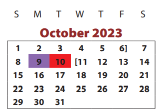 District School Academic Calendar for Mission Glen Elementary for October 2023