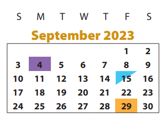 District School Academic Calendar for Colony Bend Elementary School for September 2023