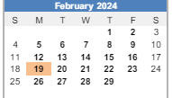 District School Academic Calendar for William O. Darby JR. High SCH. for February 2024