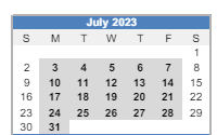 District School Academic Calendar for William O. Darby JR. High SCH. for July 2023