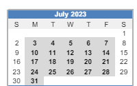 District School Academic Calendar for Albert Pike Elementary School for July 2023