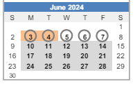 District School Academic Calendar for William O. Darby JR. High SCH. for June 2024