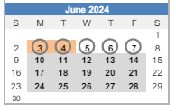 District School Academic Calendar for Albert Pike Elementary School for June 2024