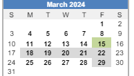 District School Academic Calendar for William O. Darby JR. High SCH. for March 2024
