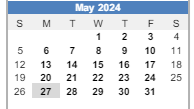 District School Academic Calendar for William O. Darby JR. High SCH. for May 2024
