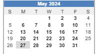 District School Academic Calendar for Raymond E. Orr ELEM. School for May 2024