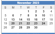 District School Academic Calendar for Ballman Elementary School for November 2023