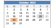 District School Academic Calendar for Albert Pike Elementary School for October 2023