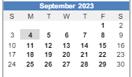 District School Academic Calendar for William O. Darby JR. High SCH. for September 2023