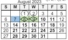 District School Academic Calendar for John S Irwin Elementary Sch for August 2023