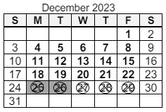 District School Academic Calendar for Jeff H Towles Intermediate School for December 2023